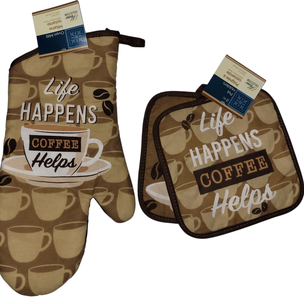 Home Collection Coffee-Themed Kitchen Set (Life Happens Coffee Helps)